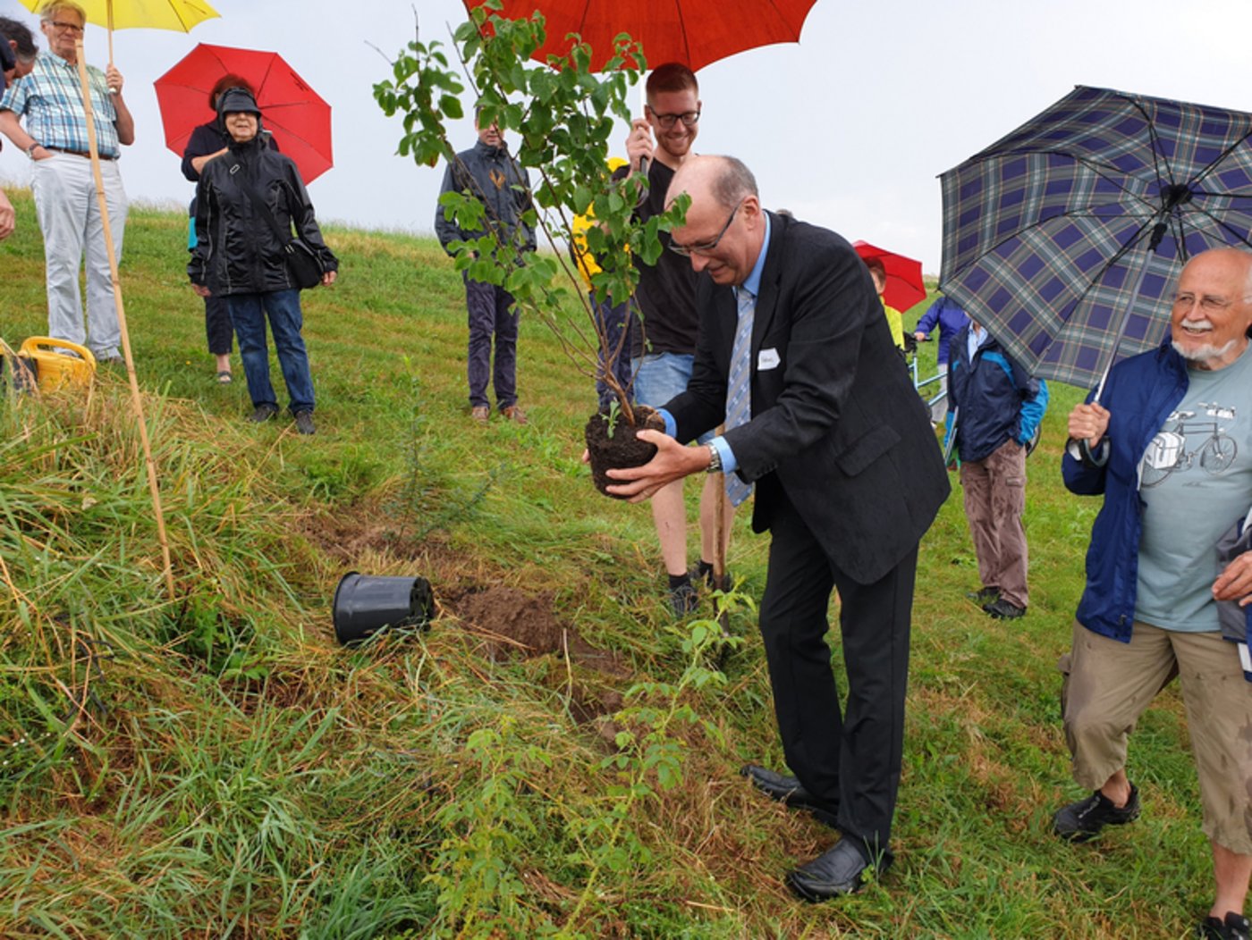 Markus Ritter packt beim Hecken-Pflanzen mit an. (Bilder ji)