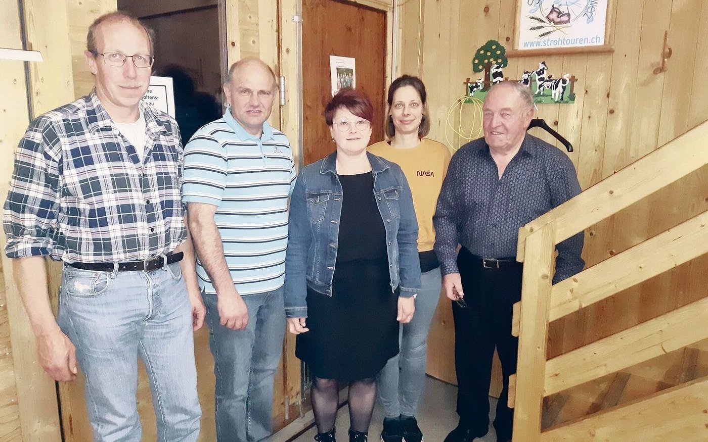 Der Vorstand mit Sepp Gut, Franz Imboden, Erika Mathis, Ramona Barmettler, Toni Achermann (v. l.). Es fehlt Pia Bürgi.