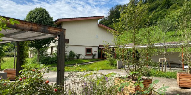 Der Ebenrain ist daran, mit Schatten spendenden Bäumen und Kletterpflanzen seine Umgebung aufzuwerten. Pro Natura kritisierte einzelne exotische Pflanzen und Bäume in Plastiksäcken. Letztere warteten noch darauf, gepflanzt zu werden. (Bild zVg /Lukas Kilcher)
