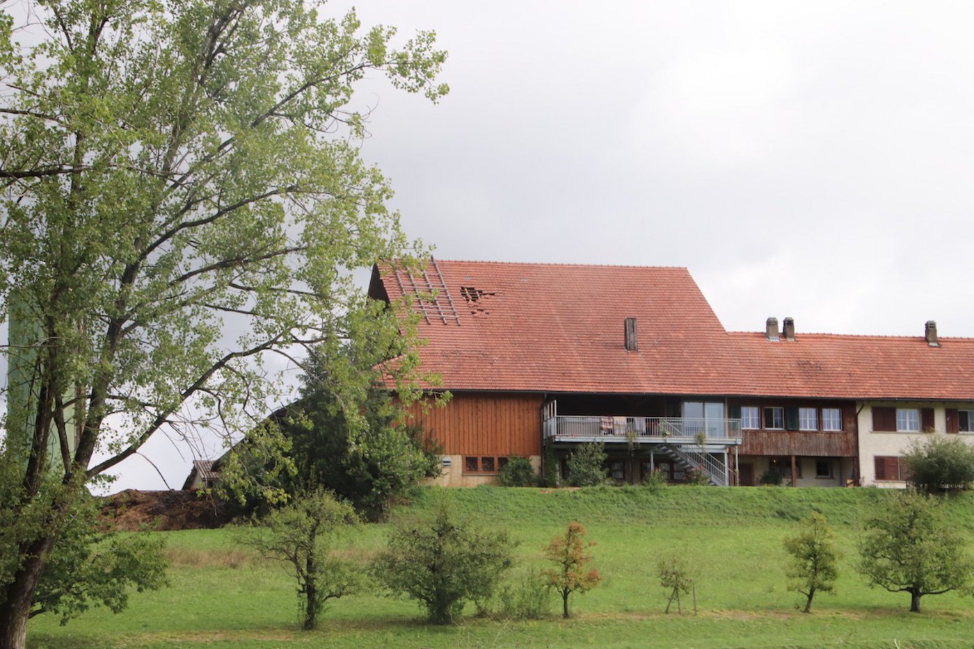 Vereinzelt sind im Gewitterzug durch den Sturm auch Hausdächer in Mitleidenschaft gezogen worden.