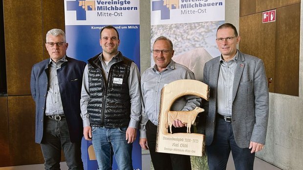 Geschäftsführer Mark Geschäftsführer Markus Berner, Adrian Annen (neu in der Verwaltung), Karl Häcki und Präsident Hanspeter Egli (v. l.).