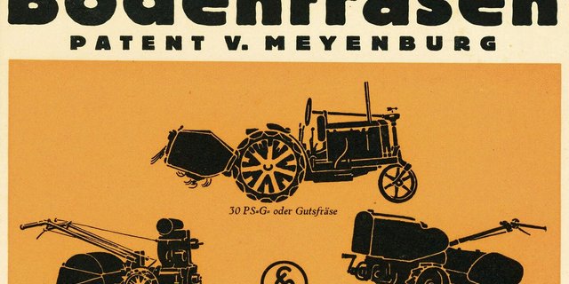 Die von Konrad von Meyenburg erstmals 1910 patentierte Bodenfräse wurde in der Praxis für Gärtner, Bauern und Gutsbesitzer weiterentwickelt.
