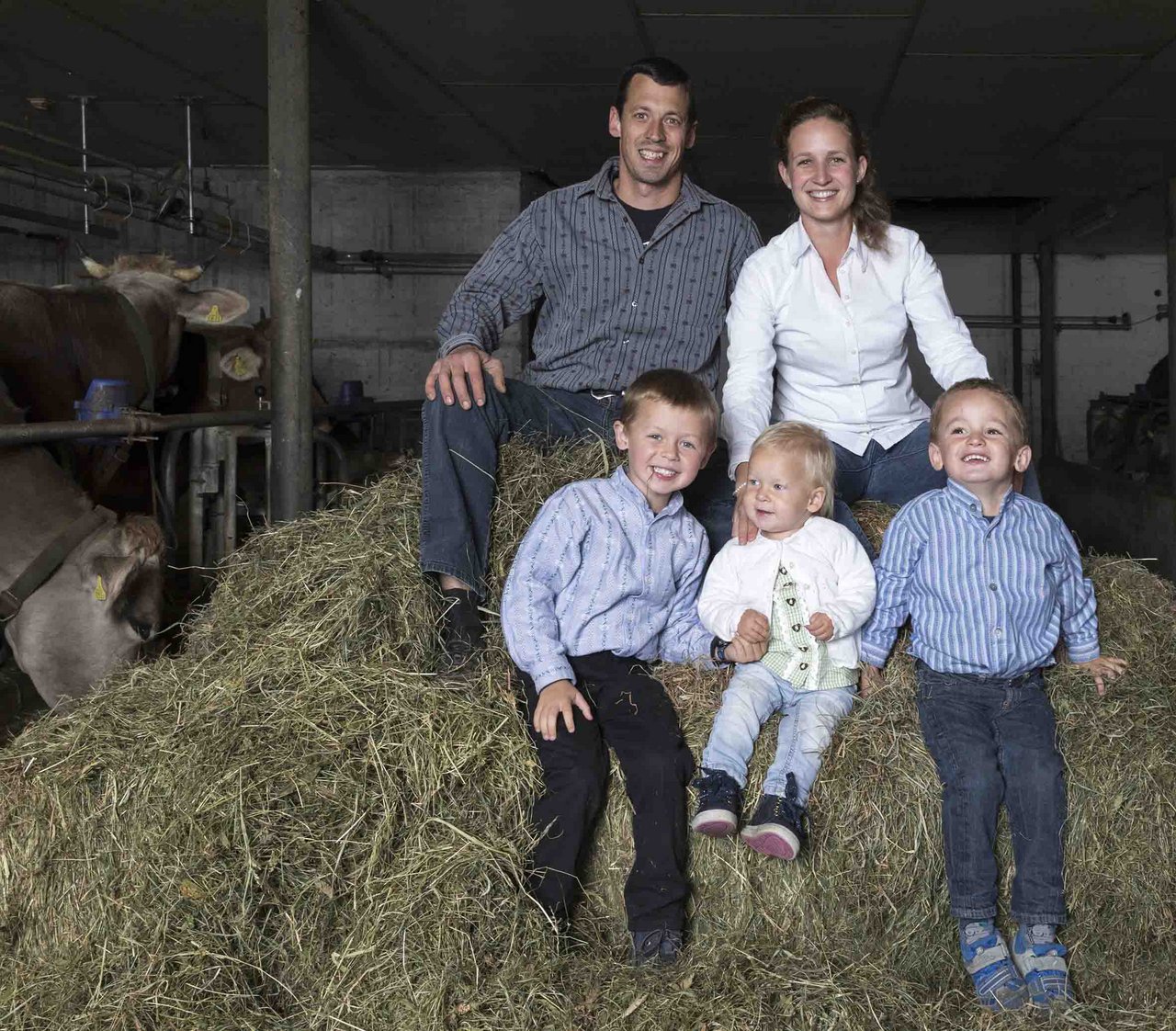 Markus und Sandra Hürlimann mit ihren drei Kindern (v.l.n.r.): Marcel (5), Nadja (1) und Silvan (3). (Bilder Johanna Bossart)