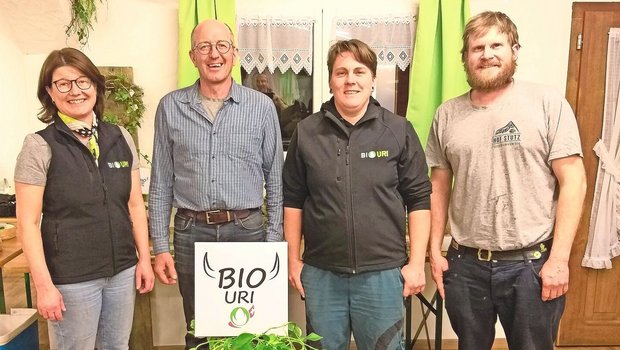 Der aktuelle Vorstand von Bio Uri: Edith Aschwanden, Franz Herger, Monika Kempf und Sämi Indergand (v. l.).