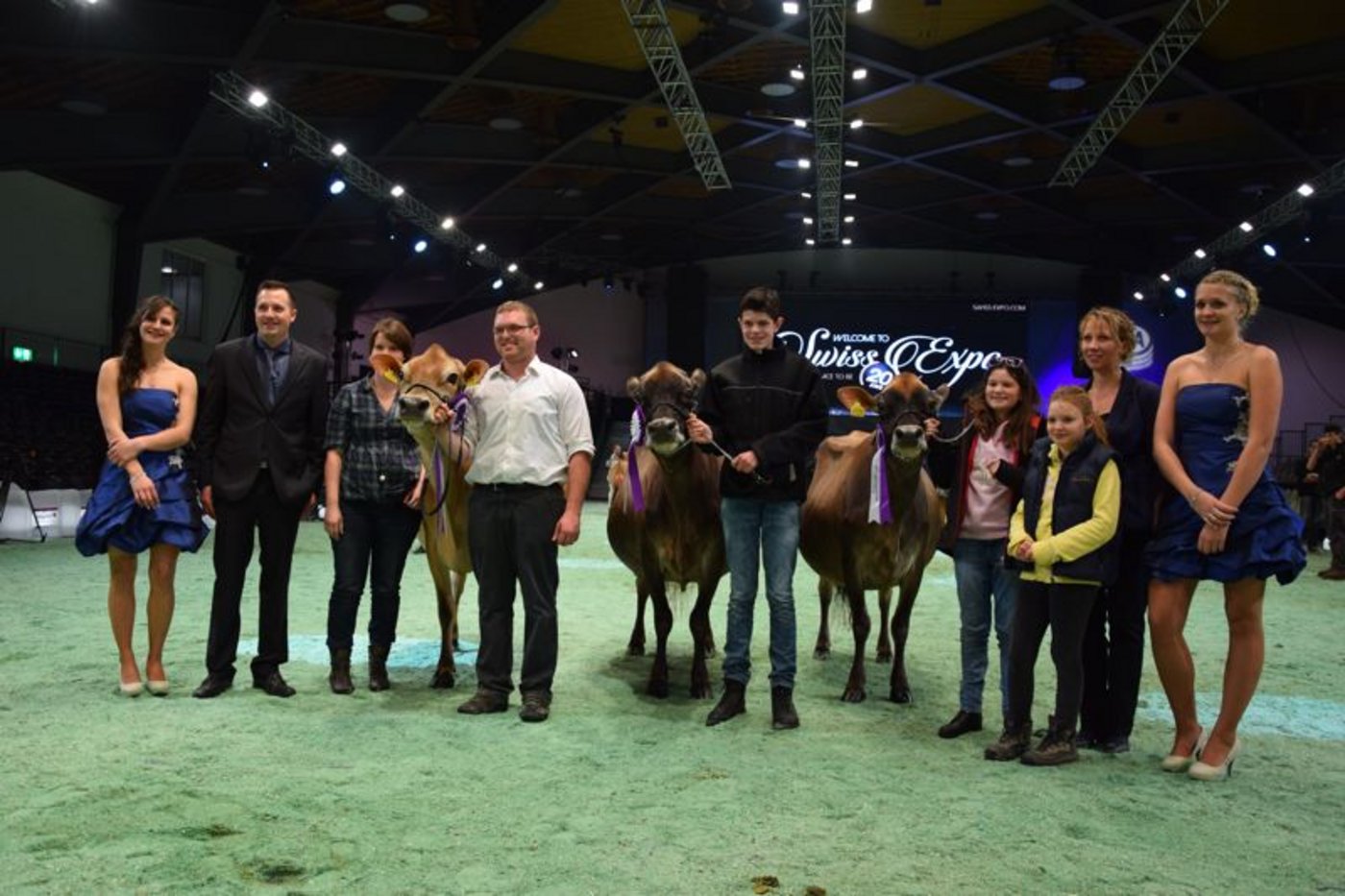 Grand Champion (links): ERLigen May Mia, Werner Kenel, Arth.  Reserve Grand Champion (Mitte): Pradergens Fantom Islande, Cédric und Monique Rey, Grens.  Mention Honorable (rechts): Pradergens Legacy Kaloua, ebenfalls Cédric und Monique Rey, Grens. (Bilder Peter Fankhauser)