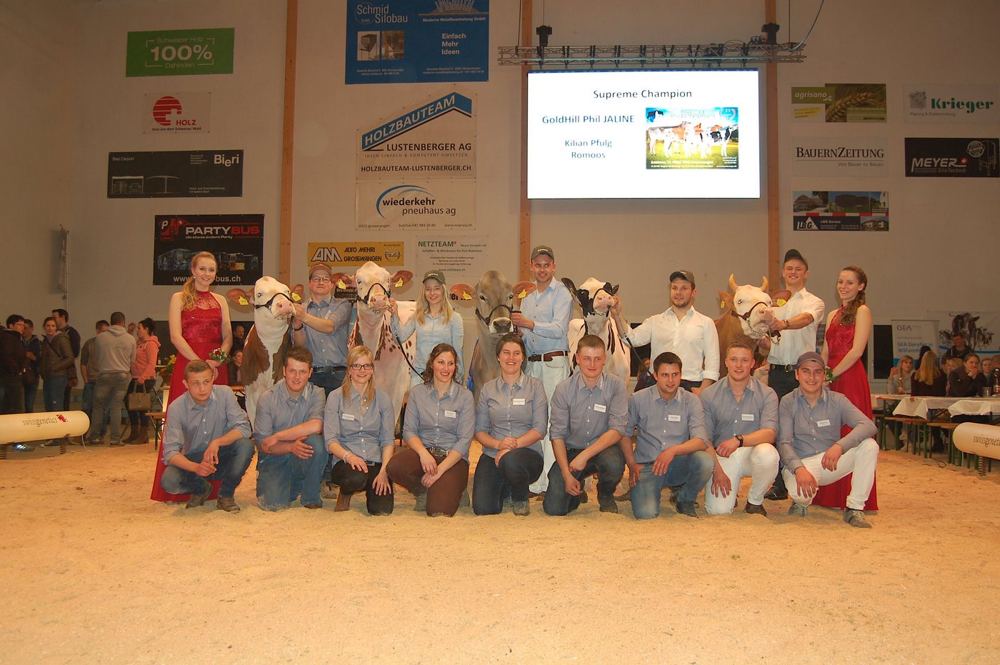 Alle Rassensiegerinnen und das OK der Luzerner Rindernightshow.