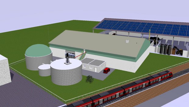 Die Anlage soll aus Grüngut Biomasse erzeugen. (Visualisierung: Renergon)