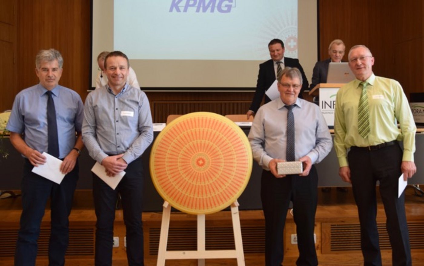 Sie treten aus dem Vorstand zurück (v. l. n. r.): Kurt Nüesch, Erich Schmid, Franz Häfliger, Jürg Wüthrich.  