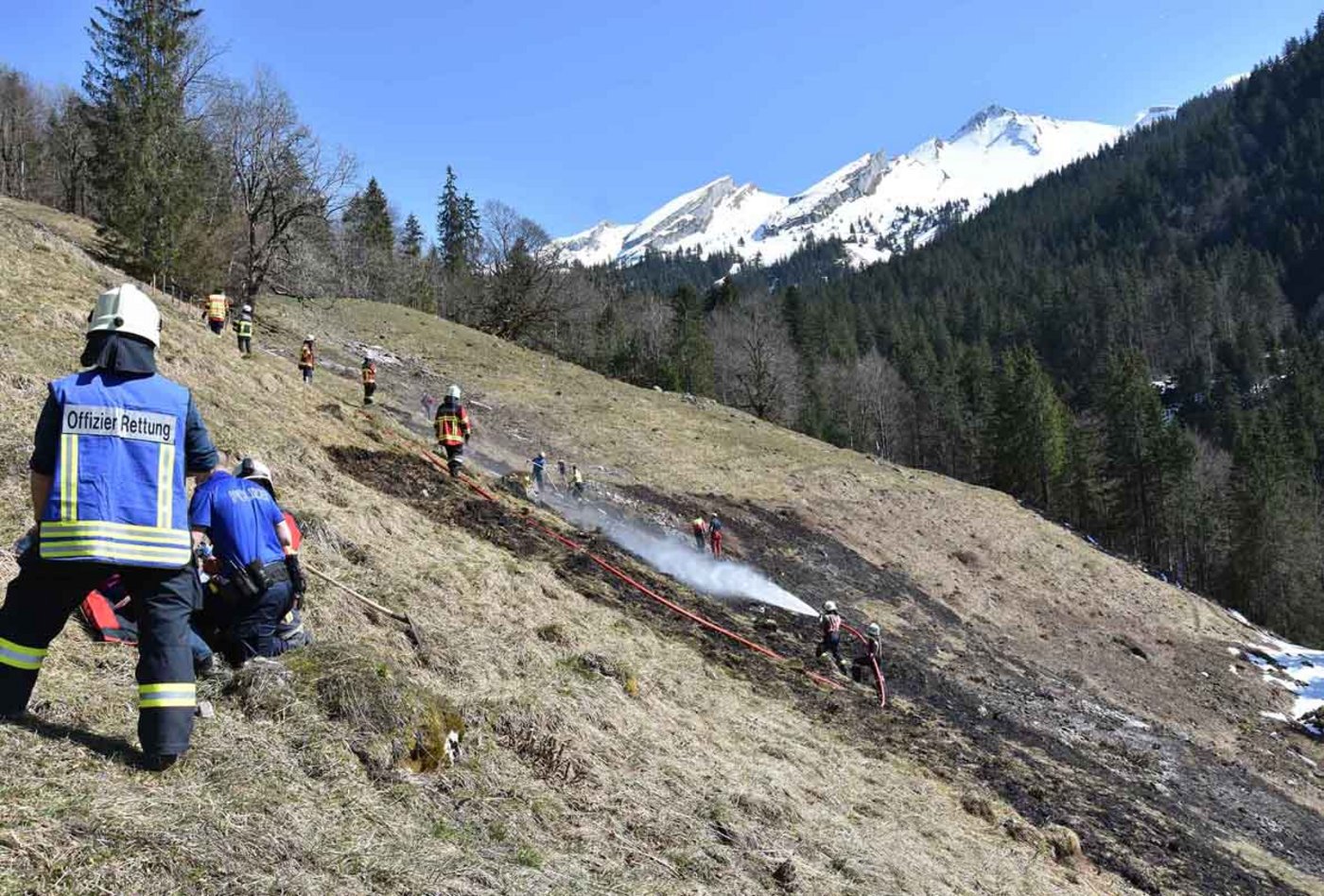 Die Brandstelle nach den erfolgreichen Löscharbeiten. (Bild Kapo Nidwalden)