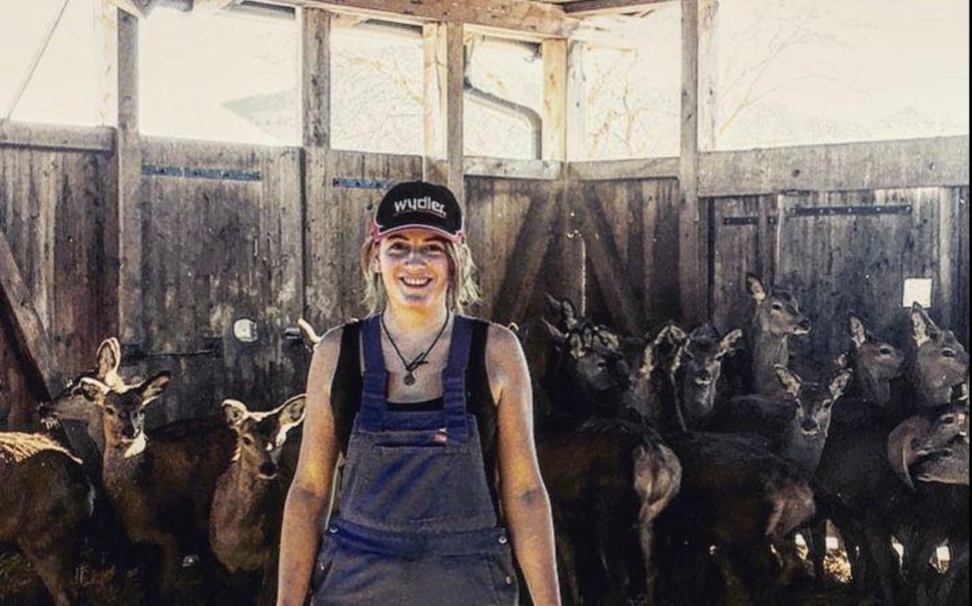 Selina Rieder im Stall bei den Hirschen. (Bild Selina Rieder)