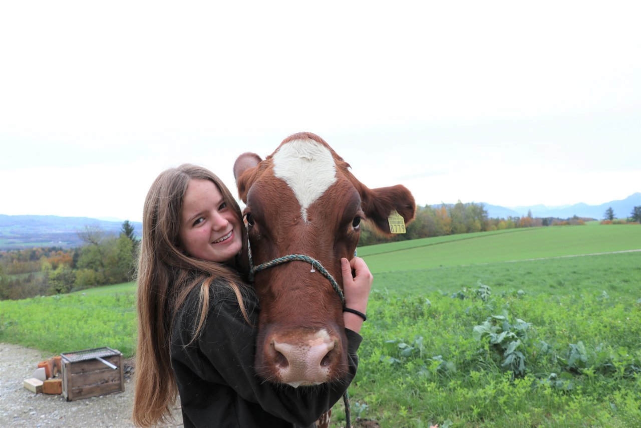 Luisa Meier absolviert das zweite Lehrjahr ihres Traumberufs Landwirtin auf einem Milchwirtschaftsbetrieb in Auw. (Bild Luisa Meier)