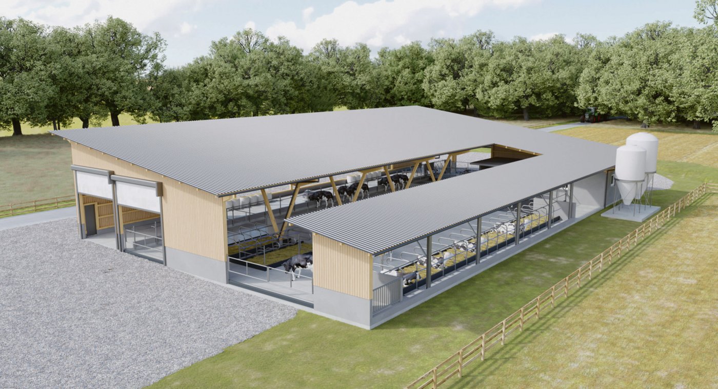 So sieht der schlüsselfertige Normstall VMS für 45 Kühe aus. Gezeichnet und geplant von DeLaval in Sursee LU.(Bild DeLaval)