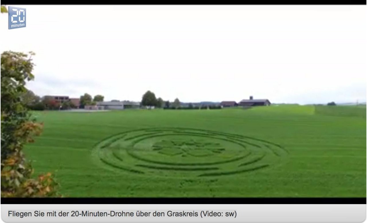 Ein mit einer Drohne aufgenommens Video zeigt den Graskreis in voller Pracht. (Bild Screenshot 20 Minuten)