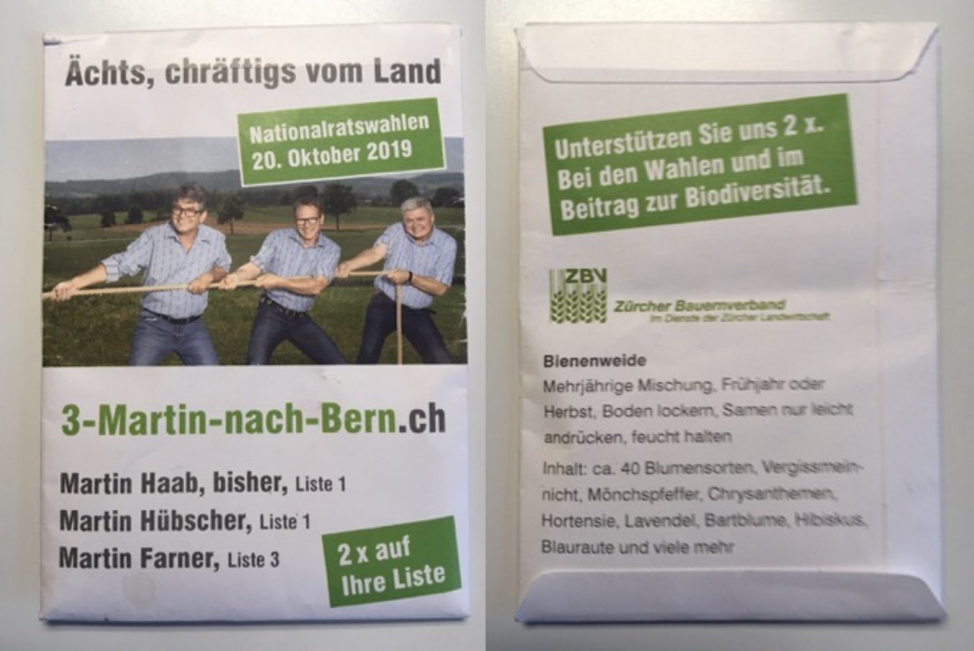 Das Samenbrieflein des Anstosses: Das "Ächts, chräftigs vom Land"-Saatgut wurde falsch angeschrieben. (Bild zVg)