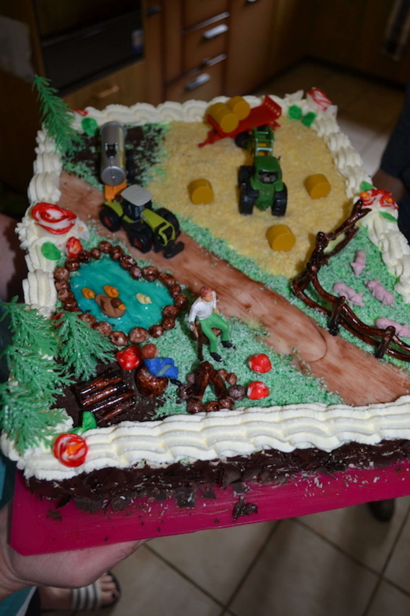 Der Gewinnerkuchen: Die Basis ist eine Schwarzwäldertorte, die Dekoration ist lisserisches Familien-Gemeinschaftwerk.