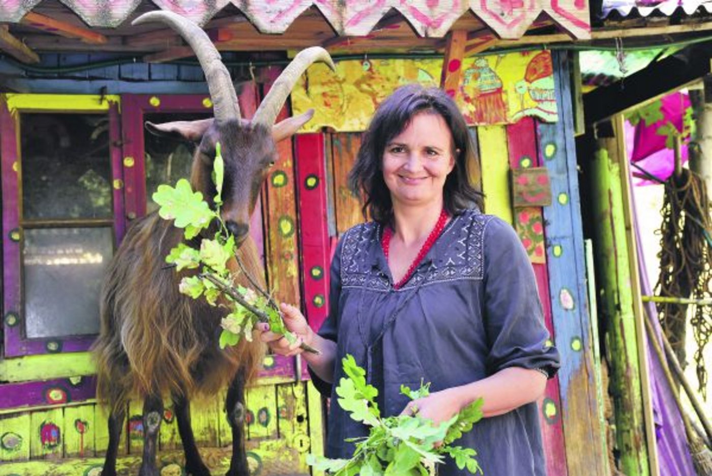 Julia Hofstetter könnte sich ein Leben ohne ihre Stiefelgeissen nicht mehr vorstellen. In Zürich Seebach sind sie, ihre Ziegen und die kunterbunte Stadtgeissenwiese im ganzen Quartier bekannt. (Bild Franziska Schawalder)