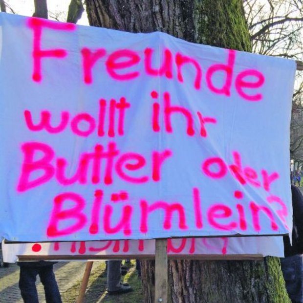 Butter oder Blümlein, fragte ein bäuerlicher Demonstrant im November 2015 in Bern. Für eine gesellschaftlich breit akzeptierte Landwirtschaft braucht es auch weiterhin beides.(Bild akr)