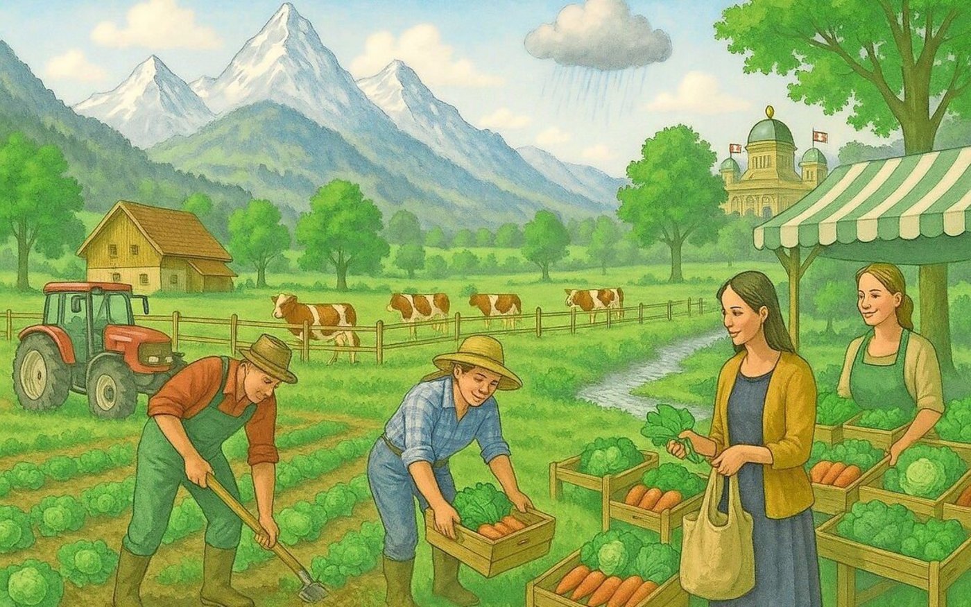 Sechs Handlungsfelder, die die Landwirtschaft fit für die Zukunft machen: Wandel, Innovation, Ressourcen, Klima, Digitalisierung und nachhaltige Ernährung.