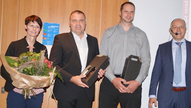 Die neu gewählten Verwaltungsratsmitglieder (v. l.): Tanja Müller, Philipp Käppeli, Markus Arn und Verwaltungsratspräsident Heinz Mollet. (Bild Josef Jungo)