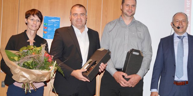 Die neu gewählten Verwaltungsratsmitglieder (v. l.): Tanja Müller, Philipp Käppeli, Markus Arn und Verwaltungsratspräsident Heinz Mollet. (Bild Josef Jungo)