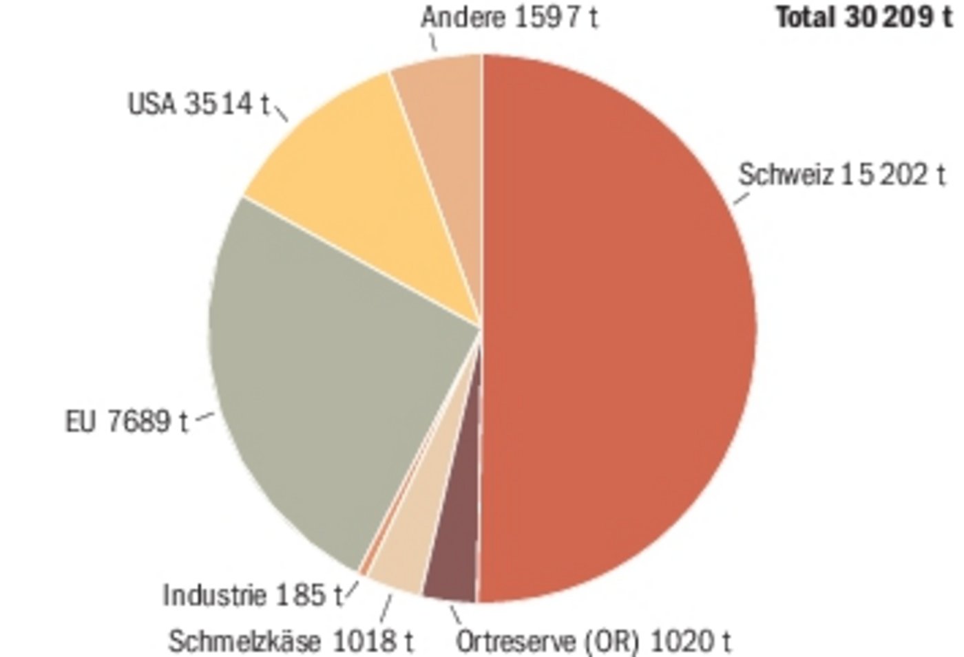 Erstmals wurde in der Produktion von Gruyère AOP die Grenze von 30 000 Tonnen überschritten. (Grafik zVg)