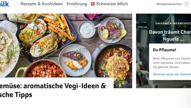 Laut Swissmilk gehört ihre Website seit Jahren zu d en am häufigsten besuchten Kochseiten der Schweiz. Das helfe, Botschaften rund um die Schweizer Landwirtschaft (wie Tierwohl oder Nachhaltigkeit) zu transportieren. (Bild Screenshot swissmilk.swiss) 