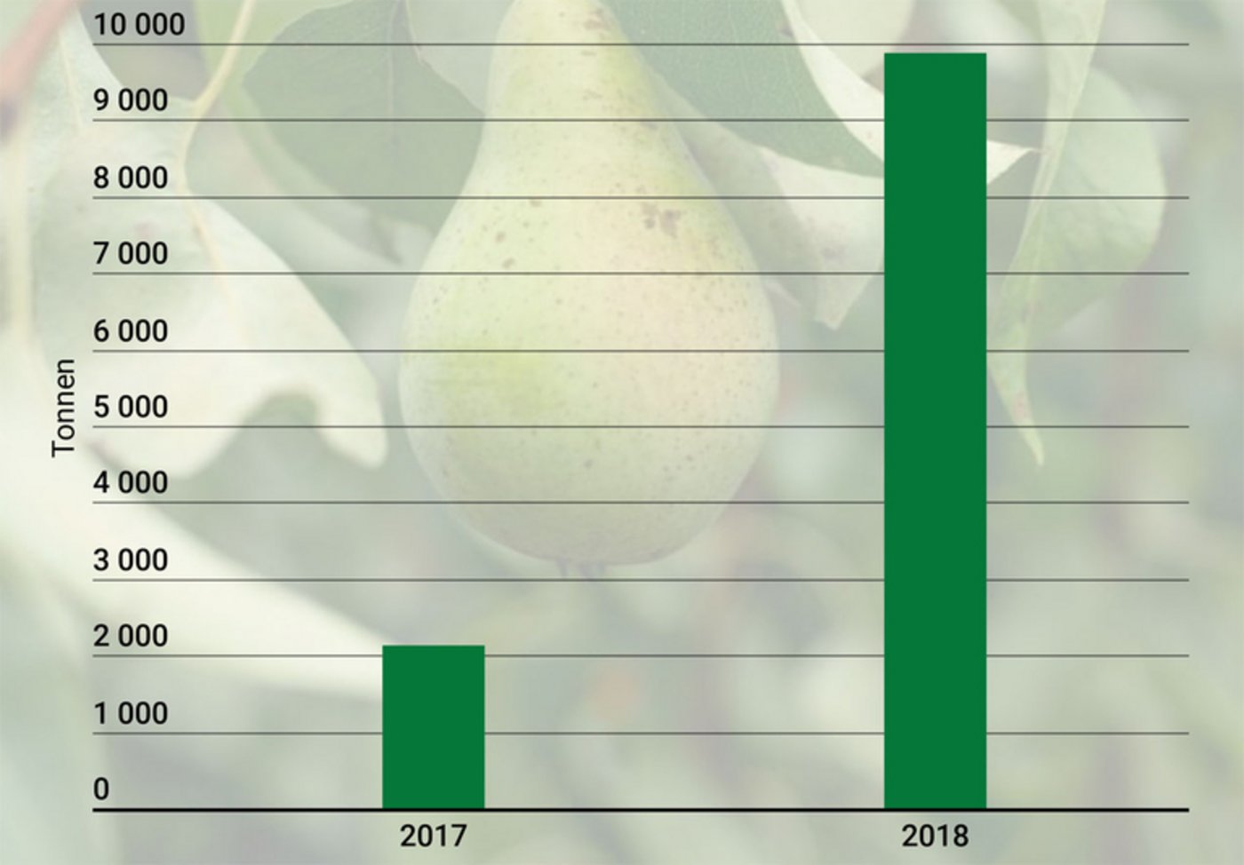 Birnen-Lagerbestand per 30. November, Bio und Suisse Garantie. (Grafik LID, Zahlen Swisscofel/SOV)
