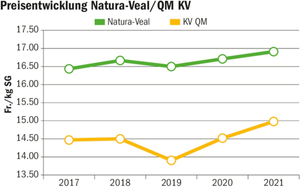 Die Kalbfleischpreise sind in den letzten beiden Jahren in beiden Segmenten deutlich angestiegen. 