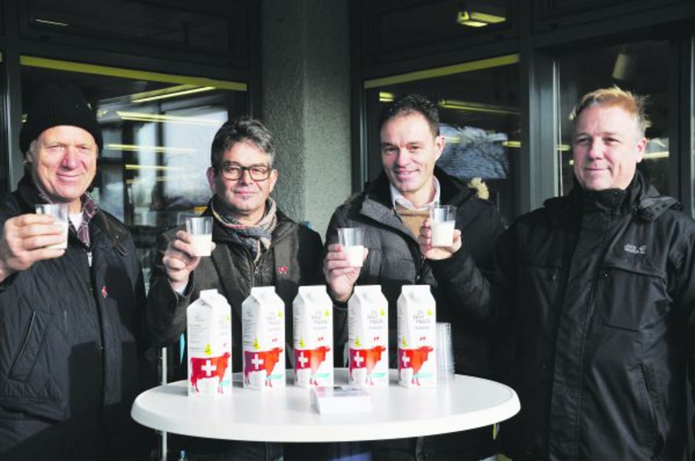 V. l. n. r.: Werner Locher, Martin Haab, Armin Heller (ist als Geschäftsführer der Landi Albis für den Vertrieb zuständig) und Marcel Streiff, Geschäftsleiter der Standortförderung Knonauer Amt.