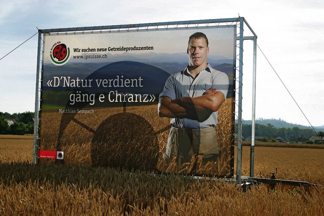 Der Böseste als Werbeträger: IP-Suisse sucht mit Matthias Sempachs Hilfe nach neuen Getreideproduzenten. (Bild: IP Suisse/zVg)