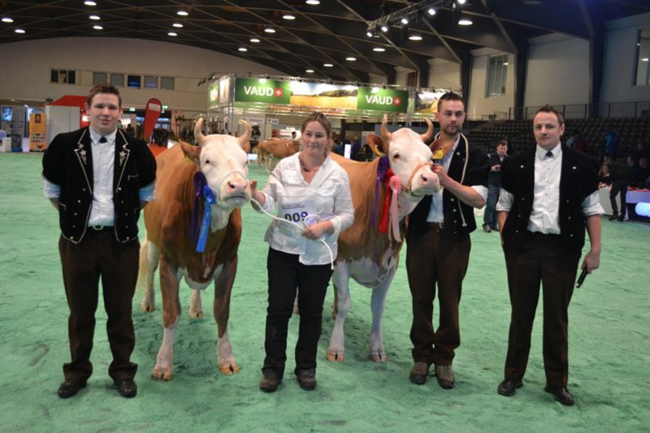 Simmentaler Junior Champion (rechts): Benua Ronja, Stephan und Jonathan Perreten, Lauenen b. Gstaad und Vize Junior Champion: Amarone Pivoine, Christophe Rey, Châtelard-p-Romont