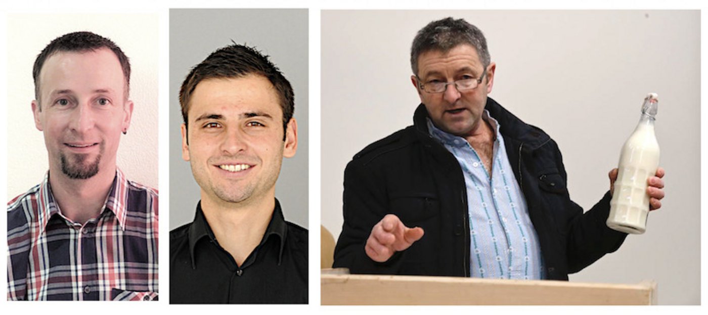 Gewählt wurden (v. l. n. r. ): Erich Unternährer, Landwirt aus Romoos zum neuen Präsidenten und Christian Schönbächler, Landwirt aus Einsiedeln sowie Urs Kiener-Schmid, Landwirt aus Willisau als neue Vorstandsmitglieder. (Bilder zVg)