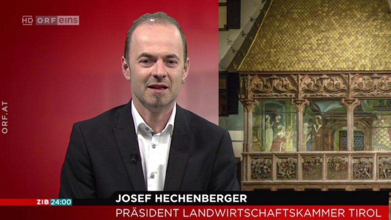 Der Präsident der Tiroler Landwirtschaftskammer, Josef Hecheberger, will mehr Rechtssicherheit für Bergbauern. (Bild screenshot ORF Tirol)