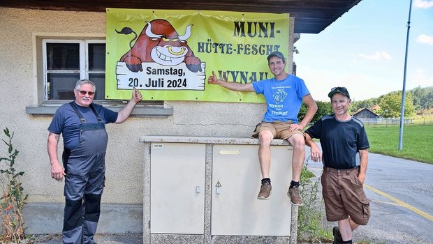 Sie ziehen am gleichen Stick (v. l. n. r.): René Deppeler, OK-Präsident «Munihüttefescht», Niklaus Widmer, Präsident IG Landwirtschaft Wynau, und deren Sekretär Hermann Häni.