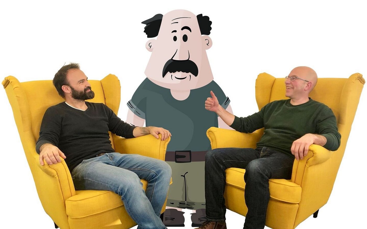 Dominique Dietiker (l.) und Hansruedi Schoch (r.) sind überzeugt, dass Albert sehr schnell lernen wird und den Landwirt(innen) nützliche Antworten liefern kann.  