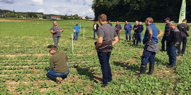 Beim Posten Raps mit Sonja Basler und Hanspeter Kübler ging  es um Produktionssystembeiträge, Sorten und Untersaaten.