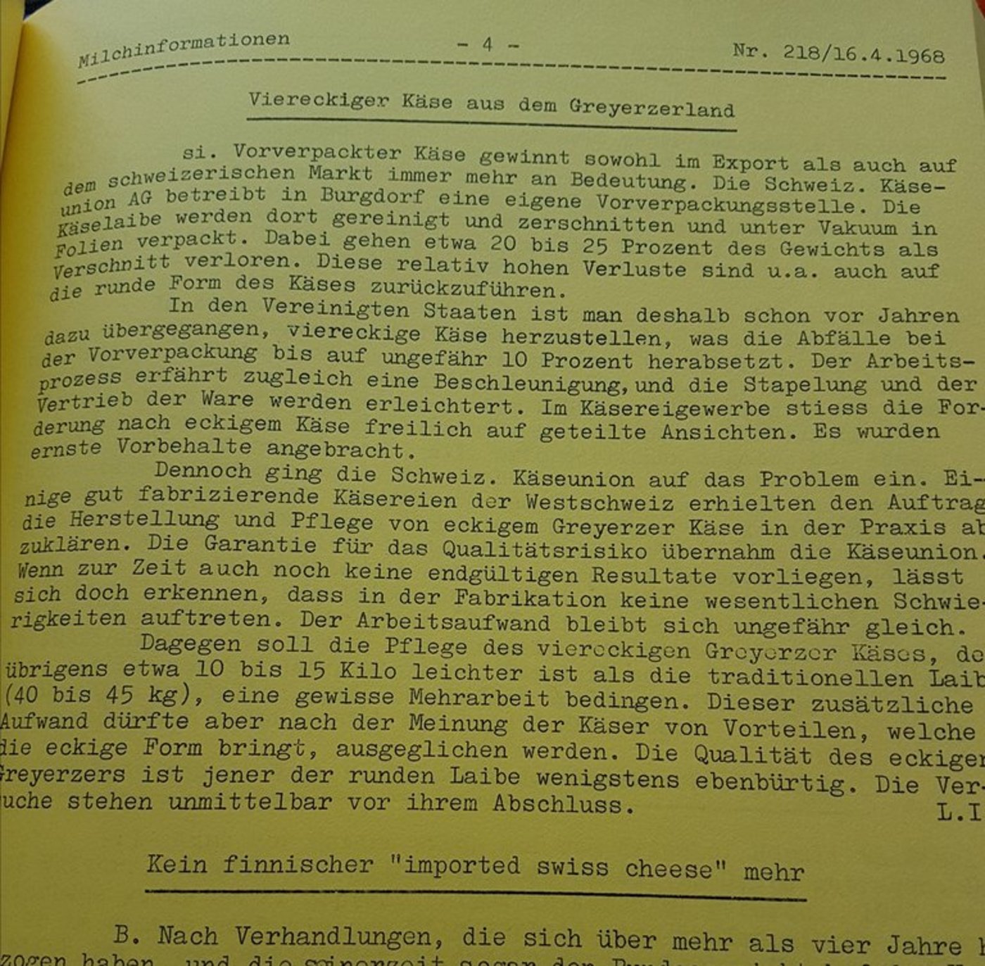 So kam das Schreiben im April 1968 daher. (Bild lid)