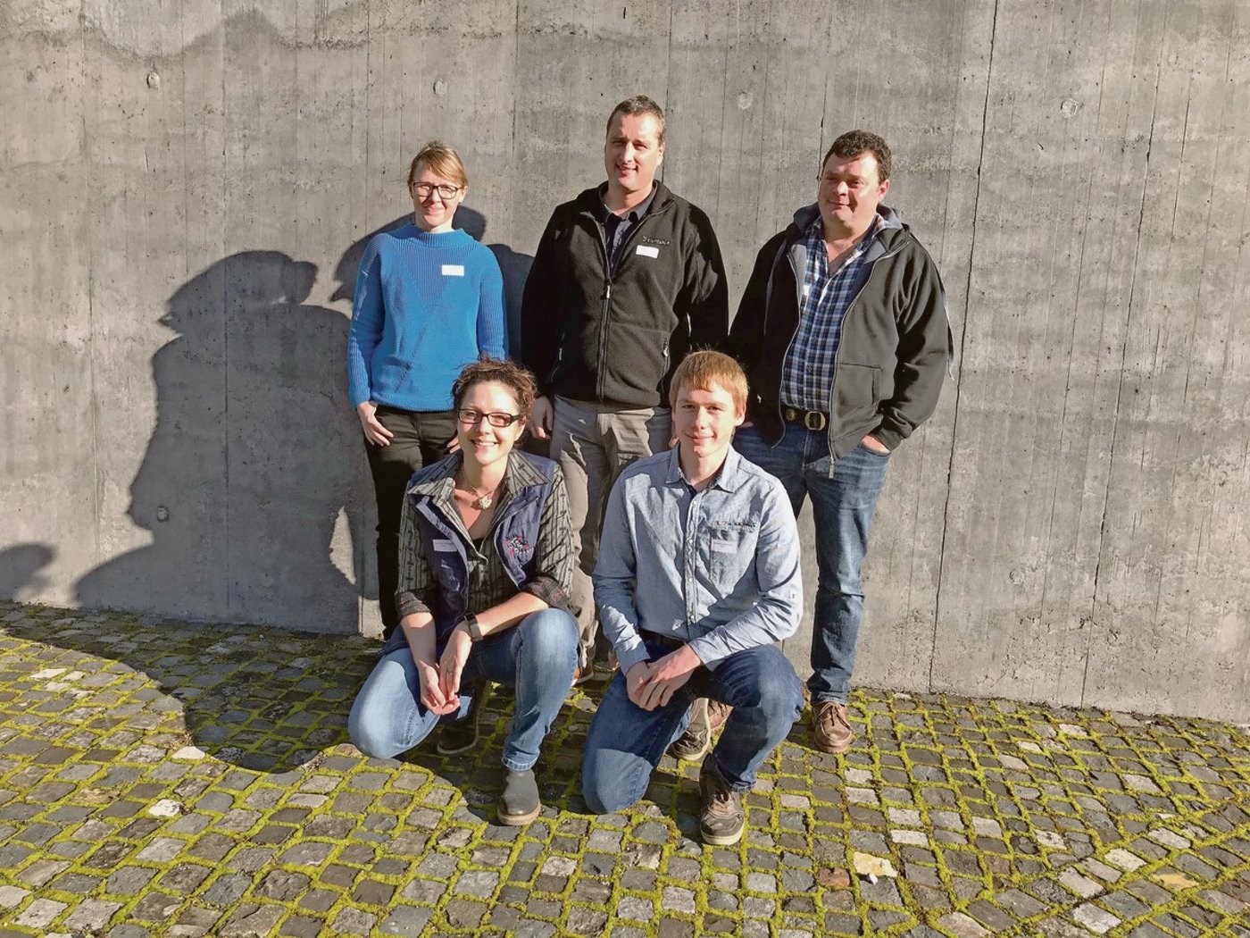 V. l. n. r.: Heidi Signer-Hasler, Lara Röthlisberger, Tagungsleiter Stefan Geissmann, Maxime Braillard und Jakob Bantli am 6. Fachtag Schafe und Ziegen am Plantahof in Landquart.(Bild Alexandra Stückelberger)