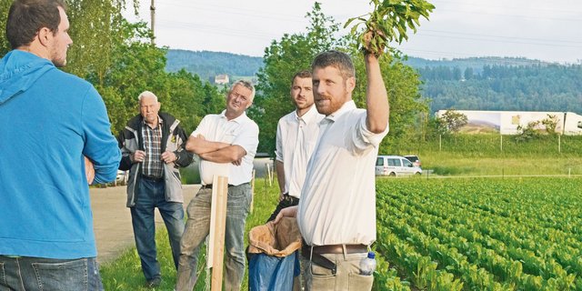 Lucas Vogt machte darauf aufmerksam, dass Schosserrüben in der Folgekultur zwingend zu entfernen sind. (Bild Stefanie Giger)