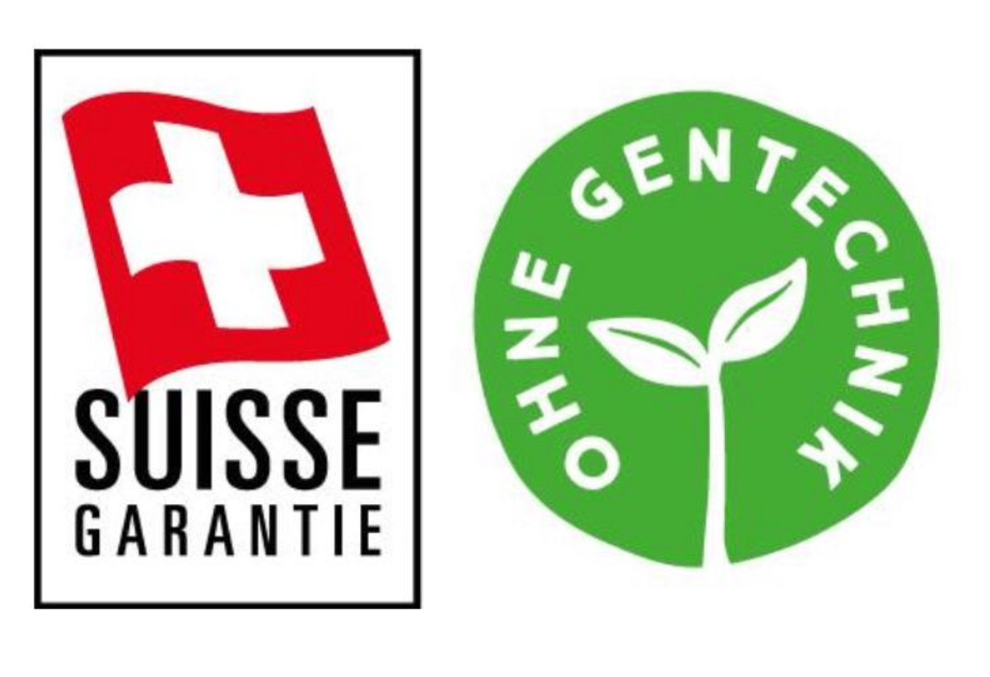 Suisse-Garantie-Gütesiegel und das «Ohne Gentechnik»-Label. (Bild AMS)