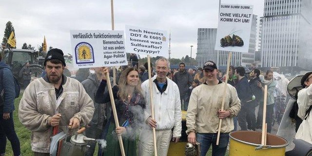 Landwirte protestieren in Strassburg. (Bild Twitter / Gudrun Engel)