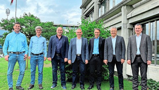 Adrian Arnold (v. l. n. r.), Daniel Flückiger, Markus Gerber, Michel Geinoz, Reto Grünenfelder, Urs Vogt und Matthias Schelling. 