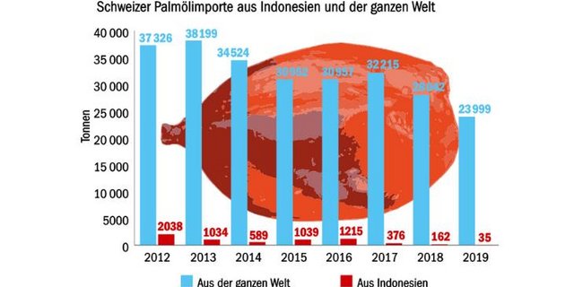Rund 2,5 Prozent der Gesamtmenge an Palmöl, das pro Jahr in die Schweiz importiert wird, kommt aus Indonesien. (Grafik BauZ)