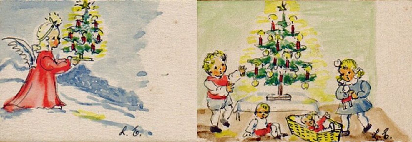 Ein Vater einer Gastfamilie war ein begabter Zeichner. Auf Kartonkärtchen malte er verschiedene Sujets.  