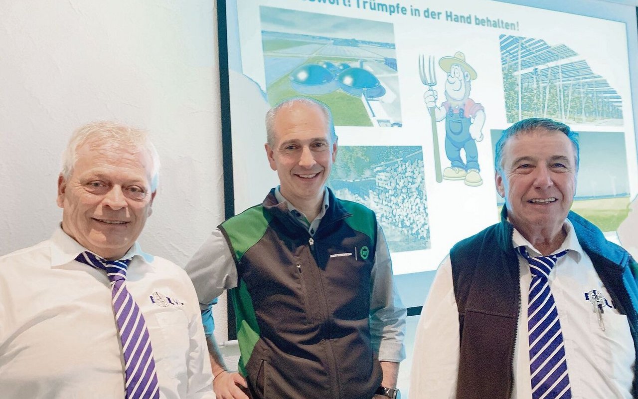 Planen enge Zusammenarbeit: Sepp Erni, Geschäftsführer Maschinenring Luzern, Christian Wolf von MBR Solar AG und Toni Moser, Präsident Luzerner Verband für Landtechnik (v. l.). 