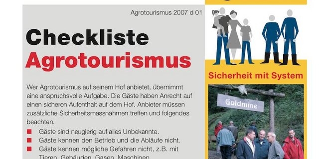 «Das Thema Sicherheit ist auf einem Bauernhof wichtig, mit Gästen sogar noch etwas mehr. Die Unterlagen von BUL helfen weiter», sagt Susanne Ming. (Printscreen Merkblatt BUL)