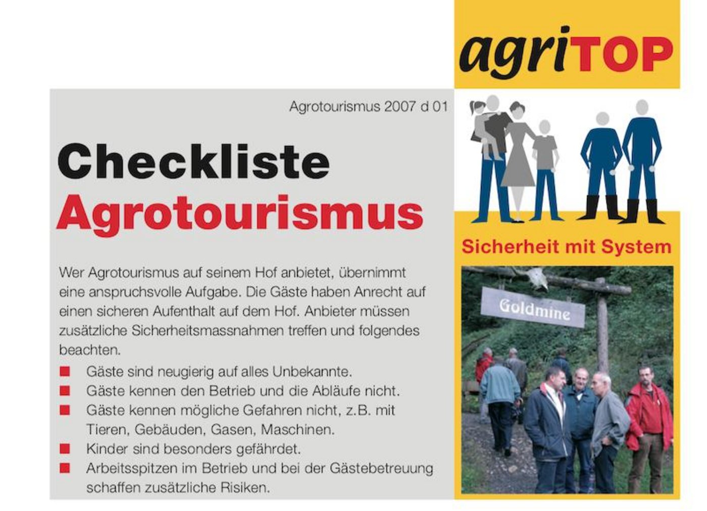 «Das Thema Sicherheit ist auf einem Bauernhof wichtig, mit Gästen sogar noch etwas mehr. Die Unterlagen von BUL helfen weiter», sagt Susanne Ming. (Printscreen Merkblatt BUL)