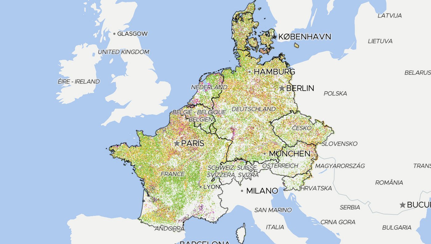 Die «Nimbo»-Karte macht Anbauflächen-Daten aus 11 europäischen Ländern mit hohem Detailgrad kostenlos zugänglich. (Bilder Screenshots agri.nimbo.earth) 