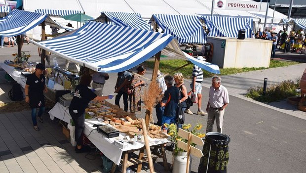 Verschiedene Dorfkäsereien präsentierten am Markt ihr Käseangebot. Der Ansturm war gross, dass Echo sehr positiv. 