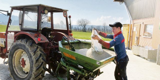 Cyrill Graf aus Maisprach BL macht sein 1. Lehrjahr in Wauwil auf dem Föhrenhof von Jakob Lütolf.(Bild zVg)
